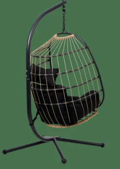 New CASA BAZAI Chaise Suspendue Avec Support Noir