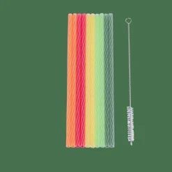 Clearance CASA ECO PARTY Pailles Avec Brosse Réutilisables Mélange De 5 Couleurs