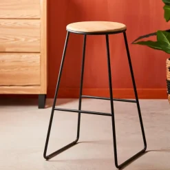 New CASA GIULIA Tabouret De Bar Noir, Naturel