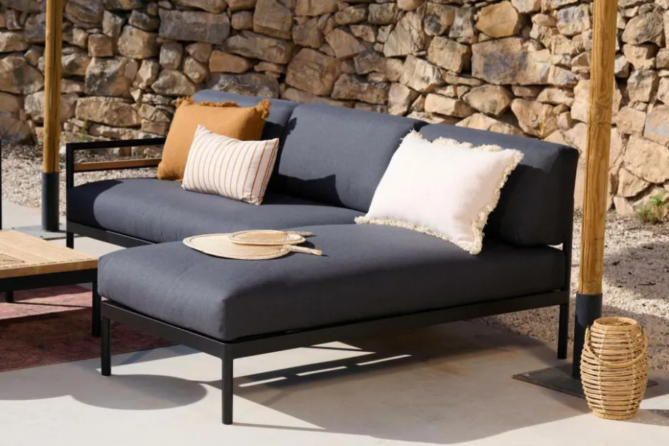 Best CASA HANNA Chaise Longue Teck Noir