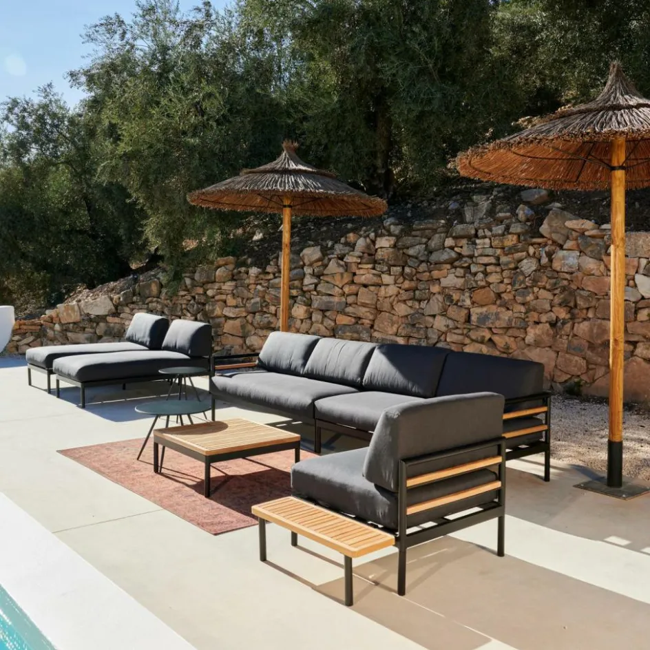 Best CASA HANNA Chaise Longue Teck Noir