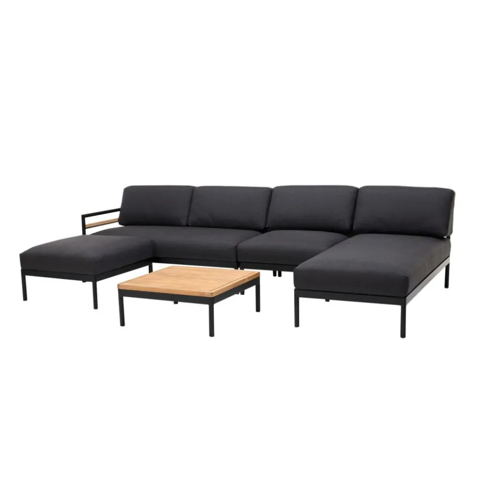 Best CASA HANNA Chaise Longue Teck Noir