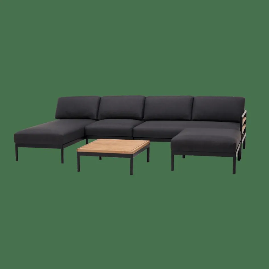 CASA HANNA Lounge Teck Fauteuil Noir