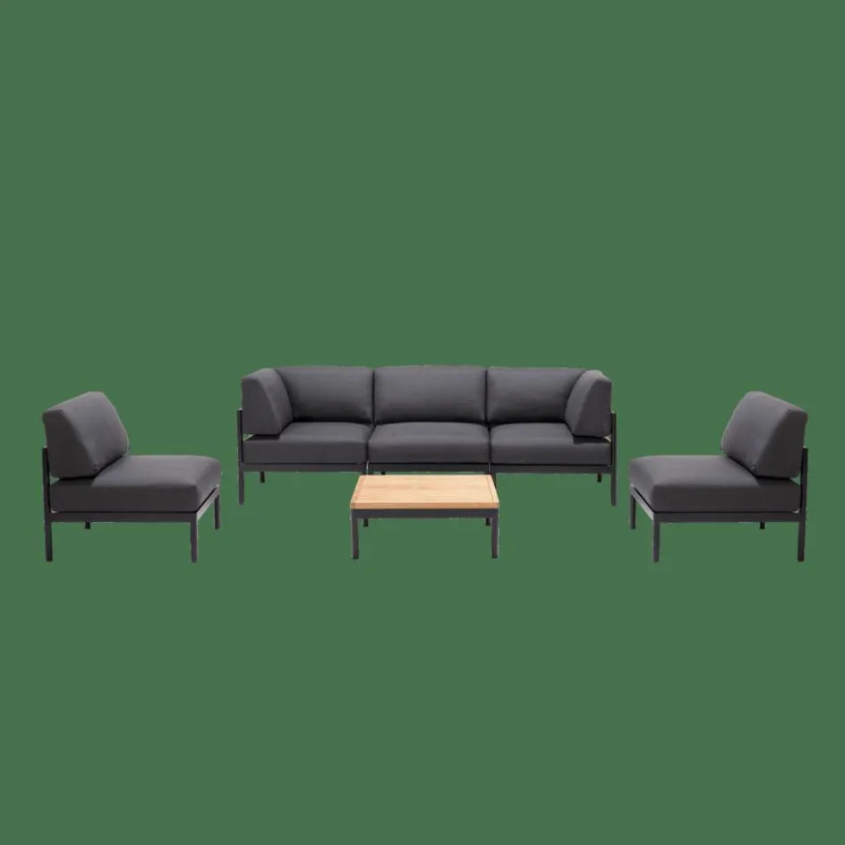 CASA HANNA Lounge Teck Fauteuil Noir