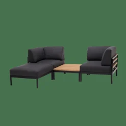 Sale CASA HANNA Lounge Teck Repose-pied Noir, Naturel