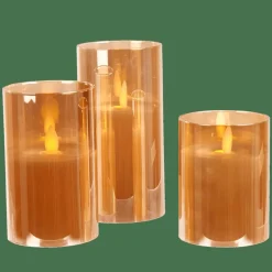 New CASA ION Bougies LED Set De 3 Ambre