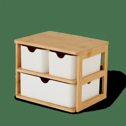 Sale CASA KONDO Organisateur 3 Tiroirs Blanc, Naturel