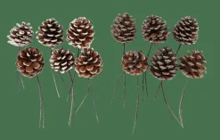 Discount CASA PINECONE Pommes De Pin Set De 6 2 Couleurs Blanc, Argent