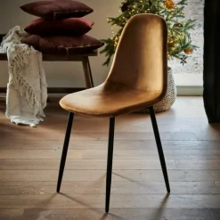 New CASA SILKE Chaise De Salle à Manger Caramel