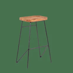 Best CASA TEAK Tabouret De Bar Noir, Naturel