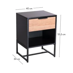 Best CASA TRENTON Table De Chevet Noir, Naturel