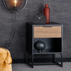 Best CASA TRENTON Table De Chevet Noir, Naturel
