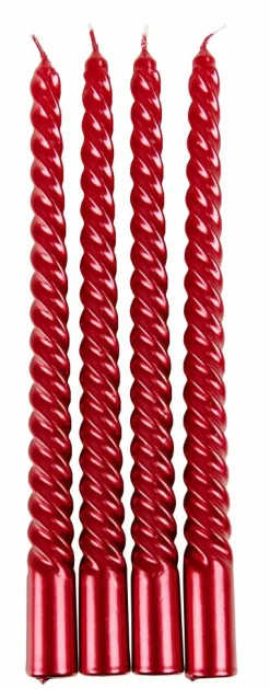 Outlet CASA TWIST Bougies Torsadées Set De 4 Rouge