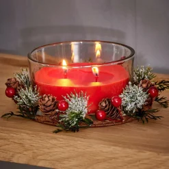 Outlet CASA XMAS Bougie Avec Déco Rouge