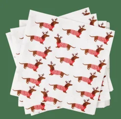 Online CASA X-MAS DOG Set De 20 Serviettes Multicolore