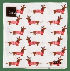 Online CASA X-MAS DOG Set De 20 Serviettes Multicolore