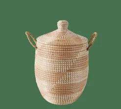 New CASA YASMINE Panier De Luxe Avec Couvercle Blanc, Naturel