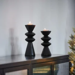 Outlet CASA ZIGZAG Support Bougie Chauffe-plat Noir