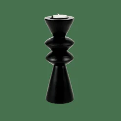 Best CASA ZIGZAG Support Bougie Chauffe-plat Noir