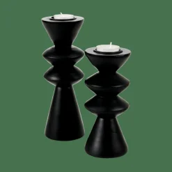 Best CASA ZIGZAG Support Bougie Chauffe-plat Noir